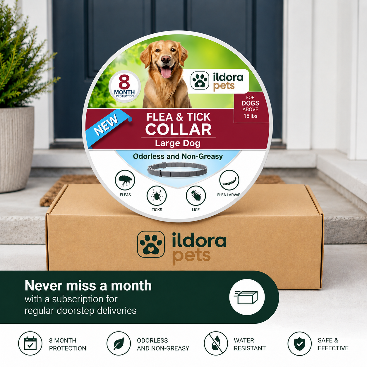 Flea & Tick Protection Collar for Dogs & Cats – 8 Month Protection
