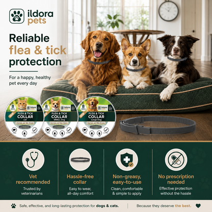 Flea & Tick Protection Collar for Dogs & Cats – 8 Month Protection