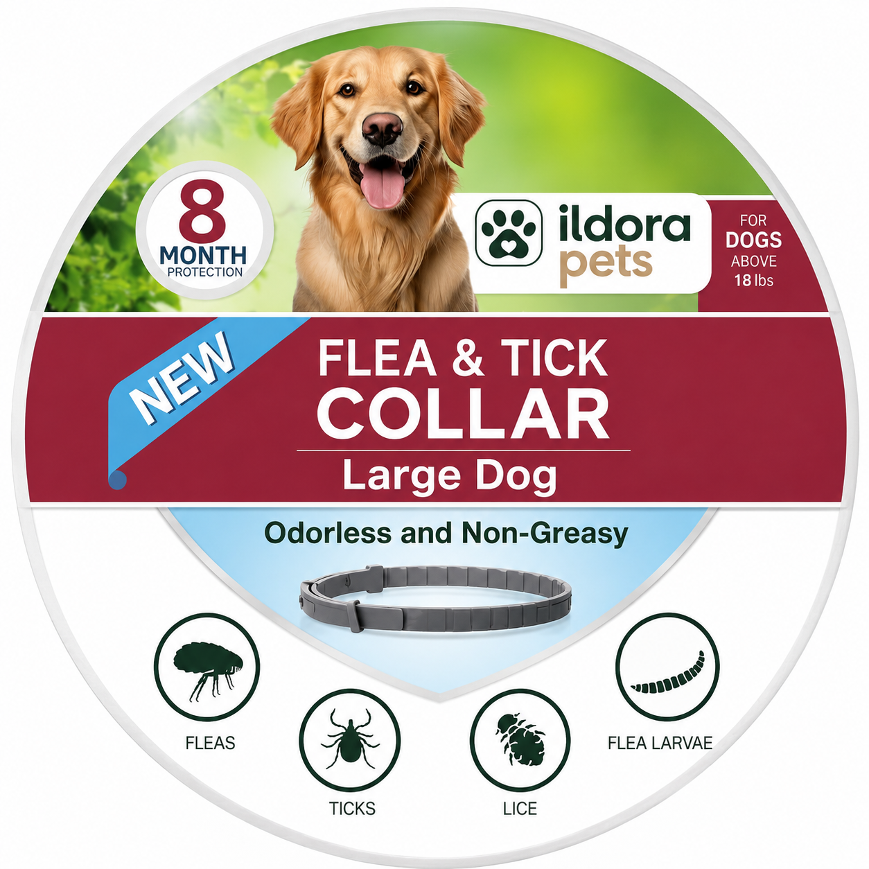 Flea & Tick Protection Collar for Dogs & Cats – 8 Month Protection