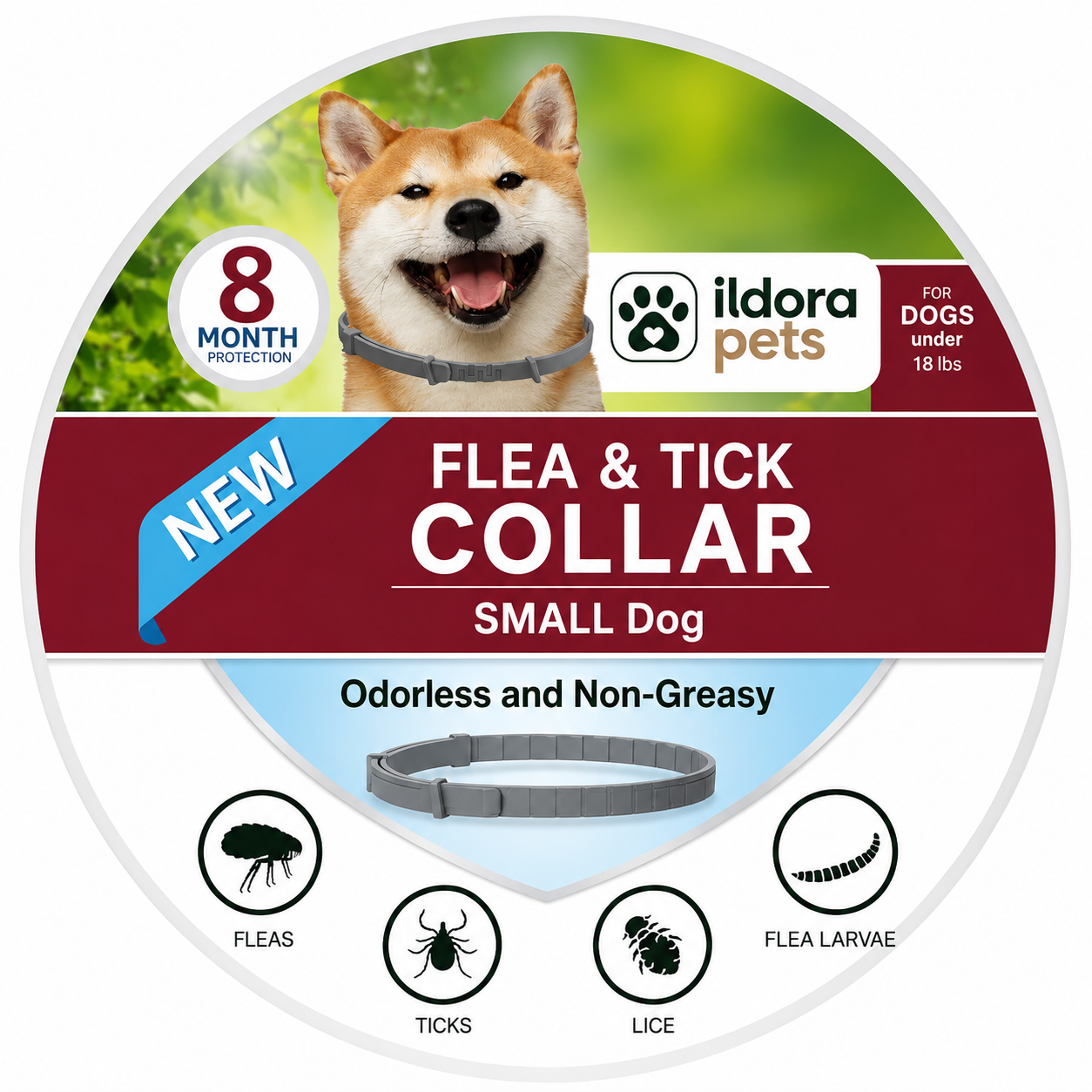 Flea & Tick Protection Collar for Dogs & Cats – 8 Month Protection