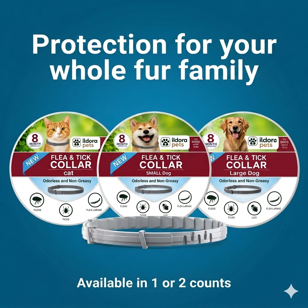 Flea & Tick Protection Collar for Dogs & Cats – 8 Month Protection